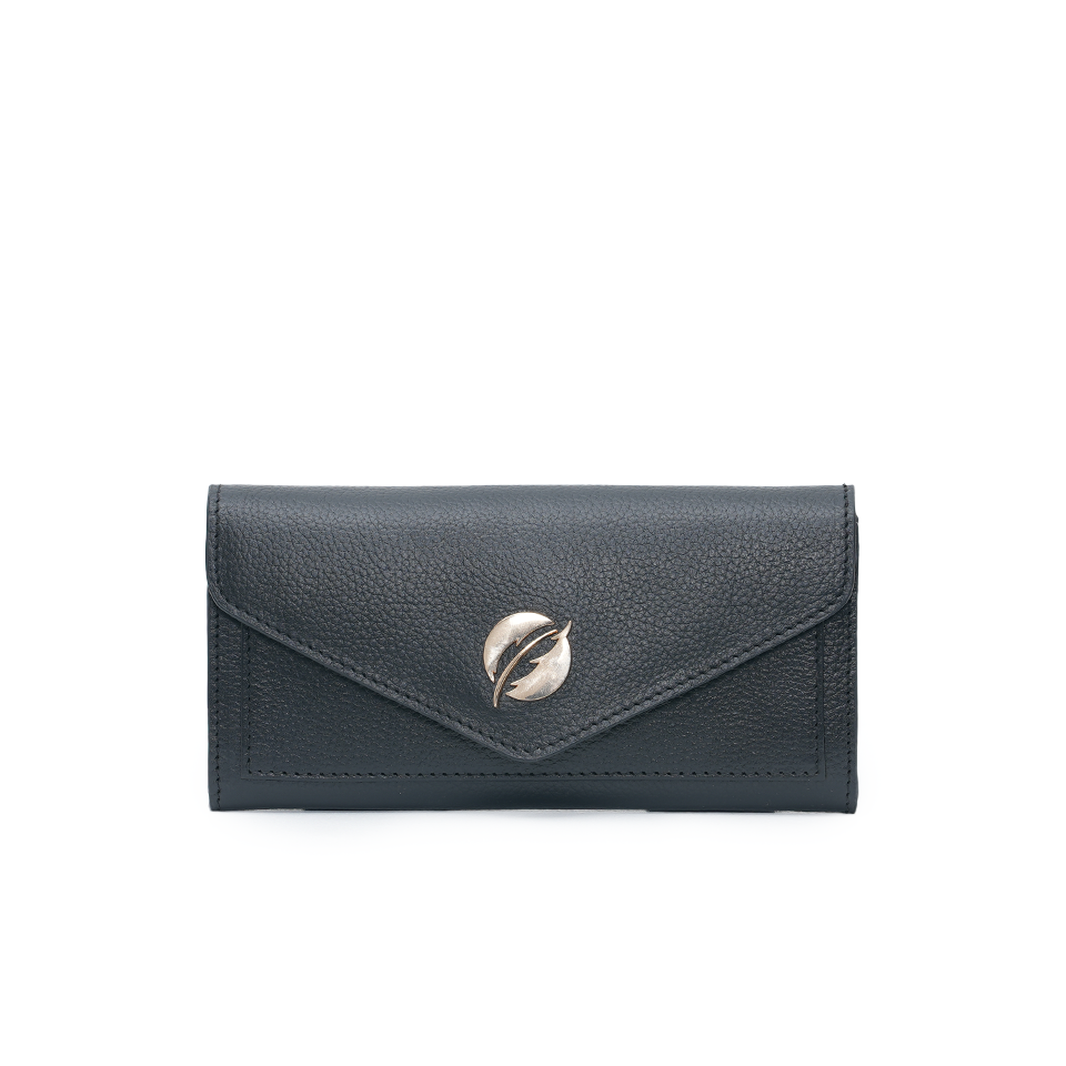 Long Flap Purse - Black